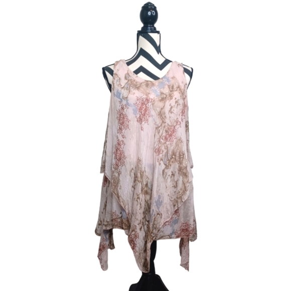 IVY and Lace Made in Italy Silk Blend Floral Sz M Layered Sleeveless Tunic Top - Picture 1 of 11